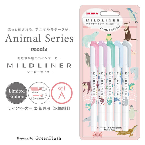 Zebra 5-Color Mild Liner Highlighter Set Zebra Brand Wkt7-As-5C-A-Kiichin - The #1 Place for Japanese Goods in Your Hand!