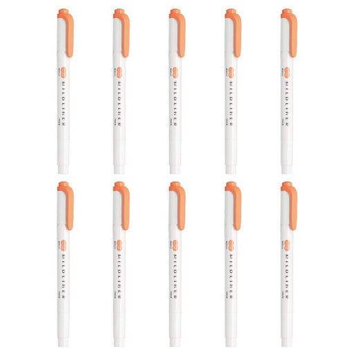 Zebra Mild Apricot Highlighter Pack of 10 Mild Liner Series B-WKT7-MAP-Kiichin - The #1 Place for Japanese Goods in Your Hand!