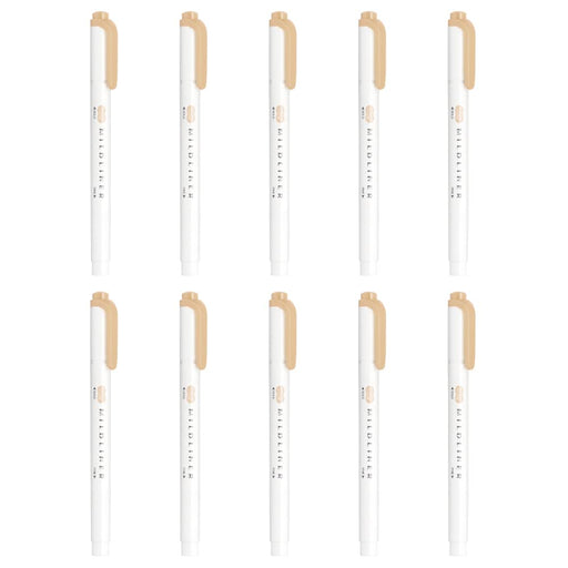 Zebra Mild Beige Highlighter Liner Pack of 10 - Zebra B-WKT7-MBE-Kiichin - The #1 Place for Japanese Goods in Your Hand!