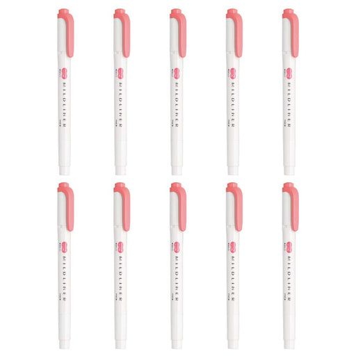 Zebra Coral Pink Mild Liner Highlighter - Pack of 10 Pieces-Kiichin - The #1 Place for Japanese Goods in Your Hand!