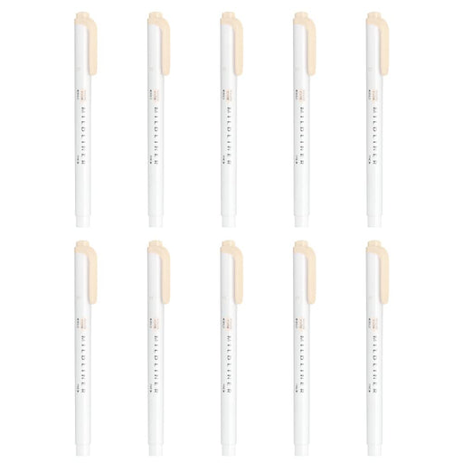 Zebra Mild Liner Highlighters Cream Set of 10 B-WKT7-MCR-Kiichin - The #1 Place for Japanese Goods in Your Hand!
