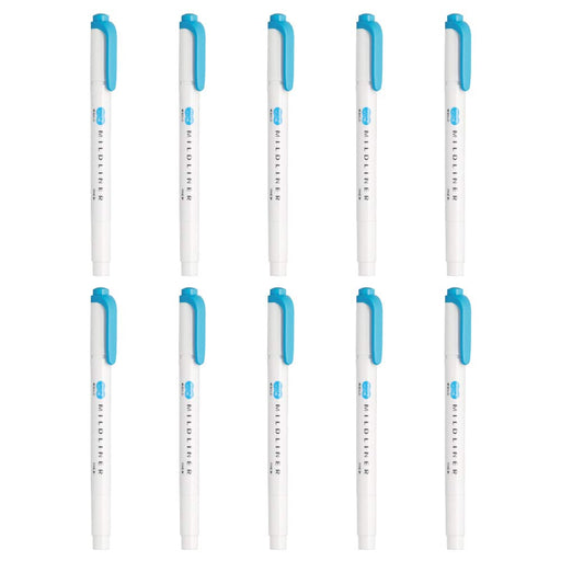 Zebra Mild Cyan Highlighter Liners Pack of 10 - Zebra B-Wkt7-Mcya-Kiichin - The #1 Place for Japanese Goods in Your Hand!