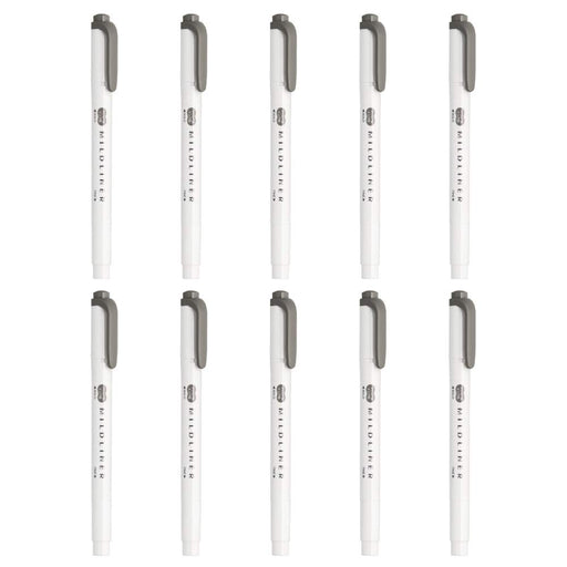 Zebra Mild Liner Highlighter in Dark Gray Pack of 10-Kiichin - The #1 Place for Japanese Goods in Your Hand!