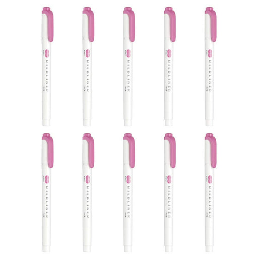 Zebra Mild Liner Highlighter Pack 10 Pieces in Mild Fuchsia - B-WKT7-MFU-Kiichin - The #1 Place for Japanese Goods in Your Hand!