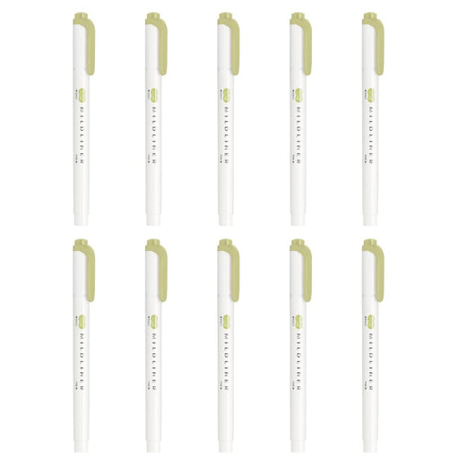 Zebra Mild Olive Highlighter Liner 10 Pieces - Model B-Wkt7-Mol-Kiichin - The #1 Place for Japanese Goods in Your Hand!