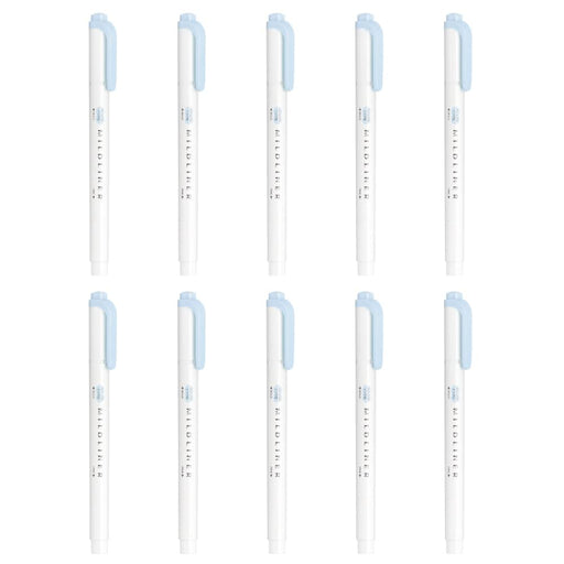 Zebra Mild Soda Blue Highlighter 10 Pieces Pack - Zebra Mild Liner B-Wkt7-Msob-Kiichin - The #1 Place for Japanese Goods in Your Hand!