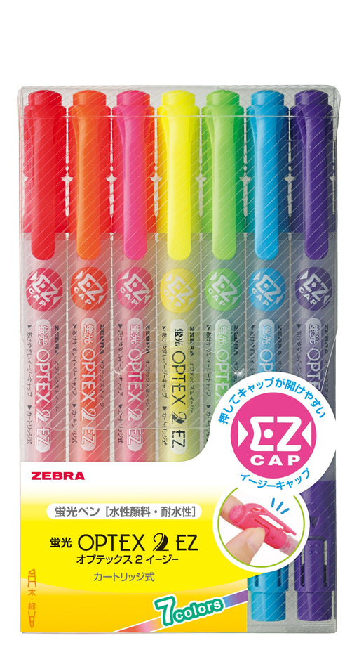 Zebra Optex 2 Ez 7-Color Highlighter Set Model Wkt11-7C-Kiichin - The #1 Place for Japanese Goods in Your Hand!