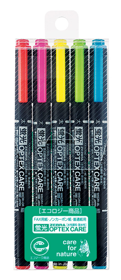 Zebra Optex Care 5-Color Highlighter Set - Wkcr1-5C Zebra Series-Kiichin - The #1 Place for Japanese Goods in Your Hand!