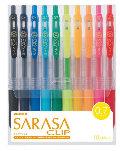 Zebra Gel Ballpoint Sarasa Clip Pen 0.7mm Set of 10 Colors-Kiichin - The #1 Place for Japanese Goods in Your Hand!