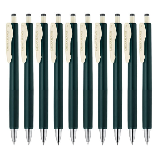 Zebra Sarasanano Green Black Gel Ballpoint Pen 0.3mm Tip - Pack of 10-Kiichin - The #1 Place for Japanese Goods in Your Hand!