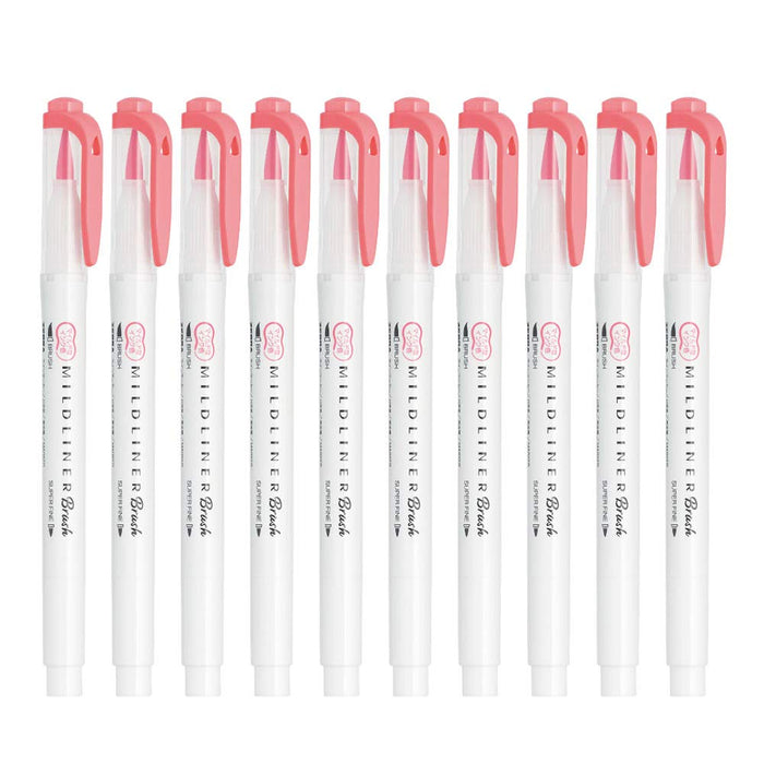 Zebra Mildliner Highlighter Set Coral Pink 10 Pieces - B-Wft8-Mcop-Kiichin - The #1 Place for Japanese Goods in Your Hand!