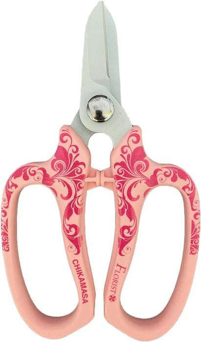 Chikamasa Florist Deluxe Flower Shears Arabesque Pattern Pink MF-9000PA Chikamasa