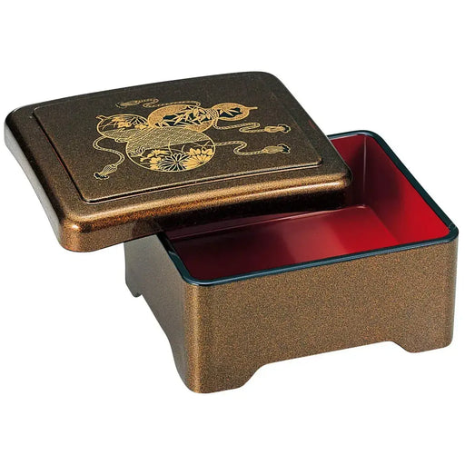 Fukui Craft Black Jubako Box 16.7x14.3x8cm Lacquered Bento Tray