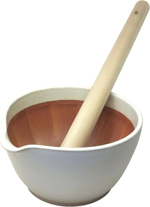 Genju Seitojo Motoshi Ishimi Silicone Bottom Mortar and Pestle Set - White Mat Large - 4956795050354