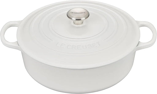 Le Creuset Signature Enameled Cast Iron Wide Round Dutch Oven 6.75 Qt White Le Creuset