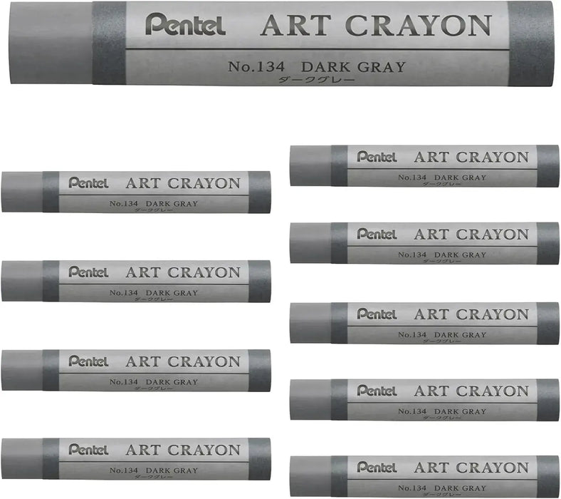 Pentel PTAC Art Crayons Creative Drawing Supplies - Dark Gray - 4902506436856