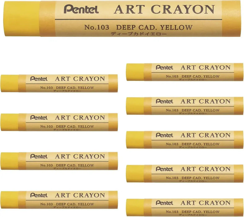 Pentel PTAC Art Crayons Creative Drawing Supplies - Deep Cad Yellow - 4902506426604