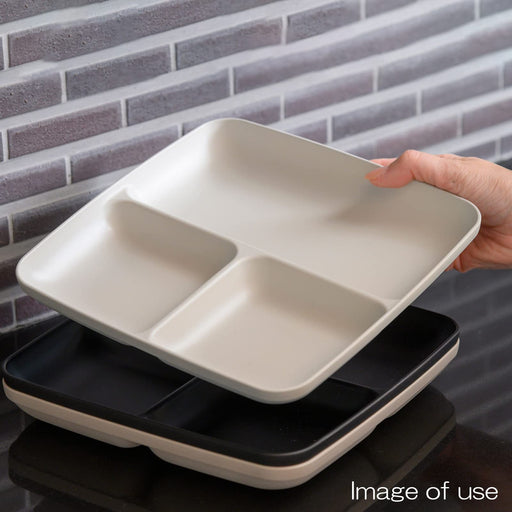 Aito Seisakusho Antibacterial Lunch Plate Dish Light Unbreakable Deep 23cm Divider Matte Black Microwave Dishwasher Safe Japan 266036-Kiichin - The #1 Place for Japanese Goods in Your Hand!