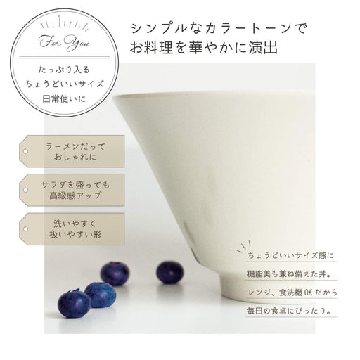 Aito Ciel Bowl Plate 17x9.4cm White Minoyaki Udon Donburi 520118-Kiichin - The #1 Place for Japanese Goods in Your Hand!