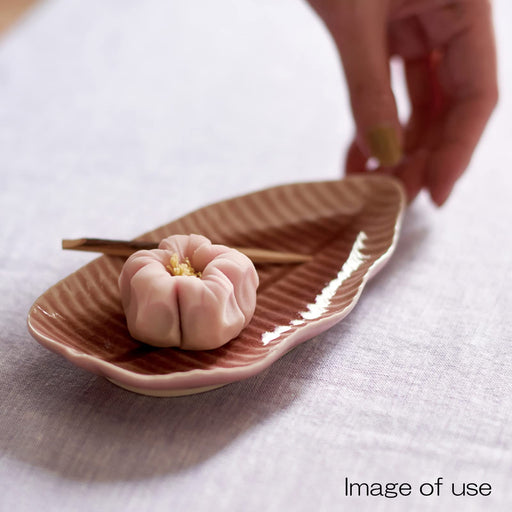 Aito Leaf Small Plate Plate Set 16x9cm Coral Pink Seto Ware Japan 288538-Kiichin - The #1 Place for Japanese Goods in Your Hand!