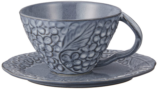Aito Lien Coffee Tea Cup & Saucer 330ml Gray Mino Ware Dishwasher/Microwave Safe Japan 267842-Kiichin - The #1 Place for Japanese Goods in Your Hand!