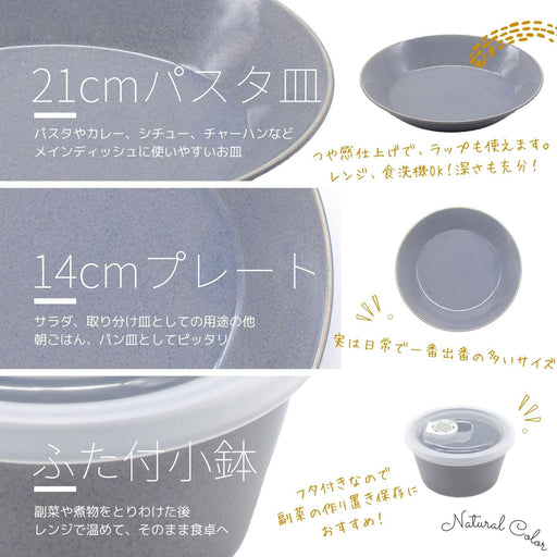 Aito Seisakusho 6pc Tableware Set Blue Gray Mino Ware Dishwasher/Microwave Safe Made in Japan 567516-Kiichin - The #1 Place for Japanese Goods in Your Hand!