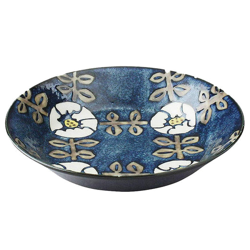 Aito Nordic Flower Curry Plate Pasta Plate 21cm Navy Blue 266145-Kiichin - The #1 Place for Japanese Goods in Your Hand!