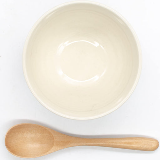 Aito Ripple Bowl 410ml w/ Spoon Beige Mino Ware Japan 266434-Kiichin - The #1 Place for Japanese Goods in Your Hand!