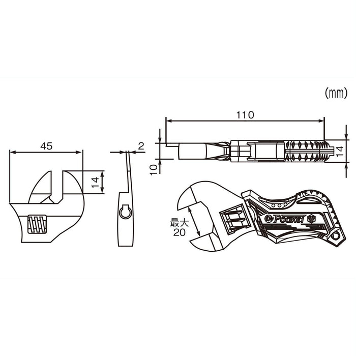 Engineer Monkey Pocket Thin Tip 110Mm TWM-06-Kiichin - The #1 Place for Japanese Goods in Your Hand!
