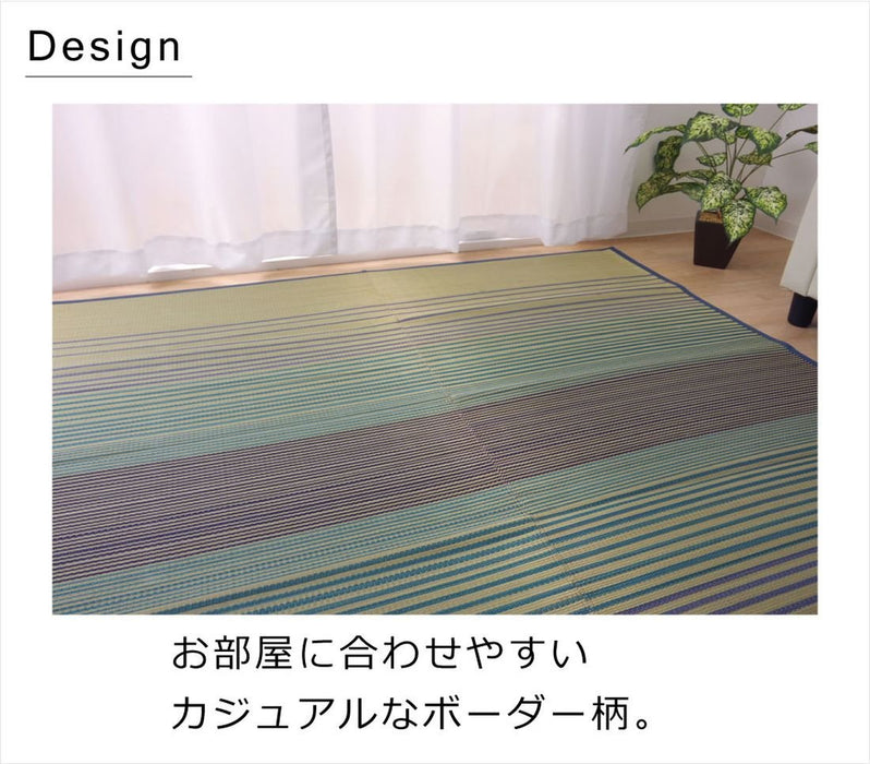 Ikehiko Corp Blue Igusa Rug Carpet 2 Tatami Square | 120cm x 120cm-Kiichin - The #1 Place for Japanese Goods in Your Hand!