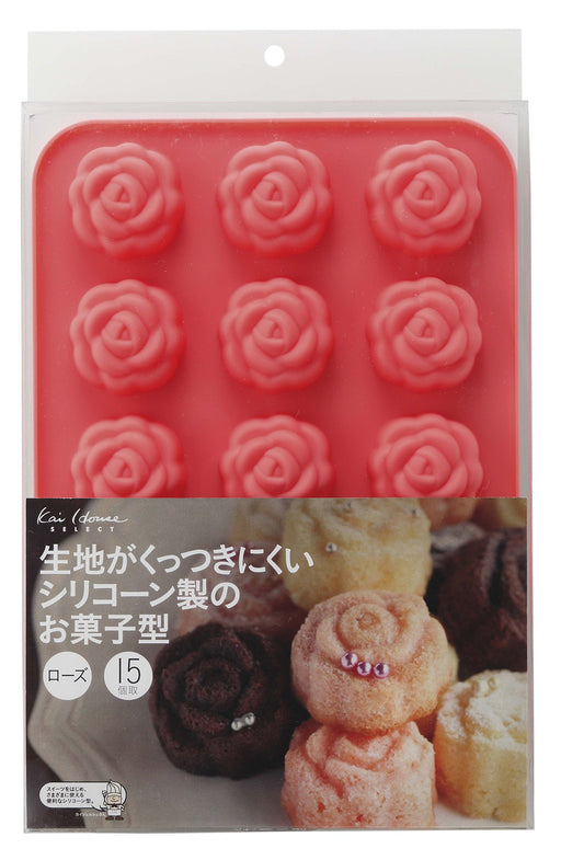 Kai Corp Petit Rose Muffin Mold 15pcs DL6249-Kiichin - The #1 Place for Japanese Goods in Your Hand!