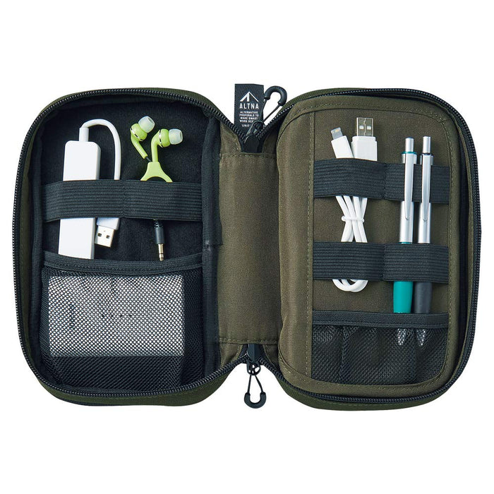 Lihit Lab Japan Cordura Double Pen Pouch Olive - A7765-22-Kiichin - The #1 Place for Japanese Goods in Your Hand!