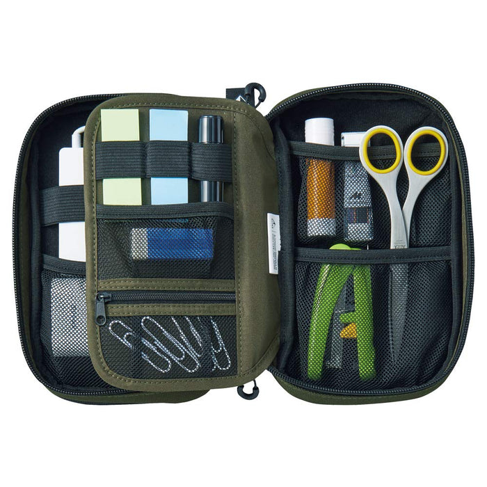 Lihit Lab Japan Cordura Double Pen Pouch Olive - A7765-22-Kiichin - The #1 Place for Japanese Goods in Your Hand!