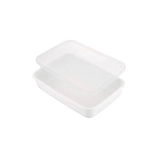 Noda Horo White Enamel Rectangle Shallow Food Containers - Large Size with Lid-Kiichin - The #1 Place for Japanese Goods in Your Hand!