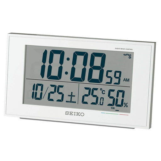 Seiko Clock Digital Alarm Radio with Comfort Temp Humidity Display - White Pearl-Kiichin - The #1 Place for Japanese Goods in Your Hand!