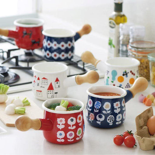 Yutaka Horo Plune Enameled Petit Milk Pan - Ohana Red A Compact and Stylish Cooking Essential-Kiichin - The #1 Place for Japanese Goods in Your Hand!